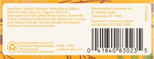 Yardley® of London Shea Buttermilk Sensitive Skin Bath Bar Perspective: bottom