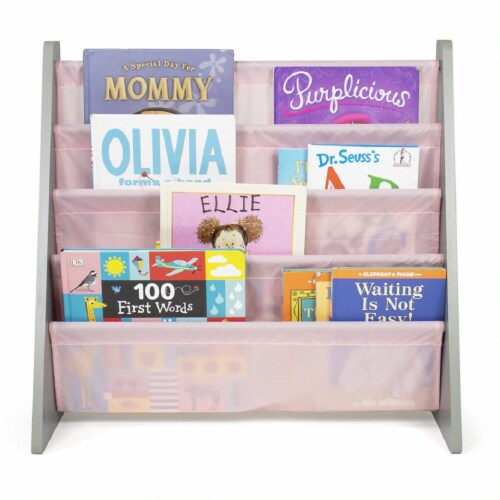 Humble Crew Kids Sophie Bookshelf 4 Tier Book Organizer - Pink Perspective: bottom