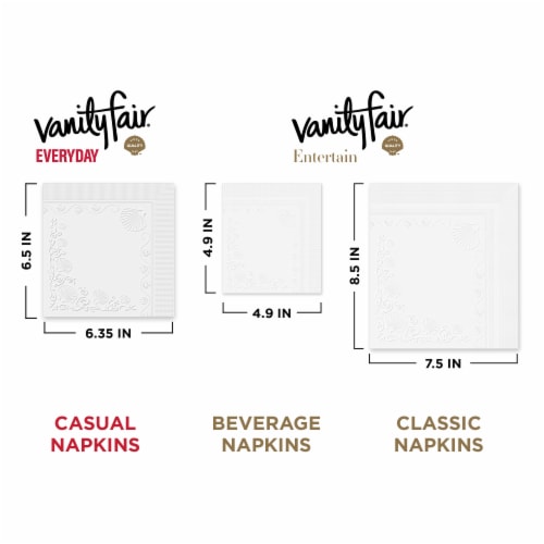 Vanity Fair Entertain Disposable Paper Napkins, White, 40 Count 