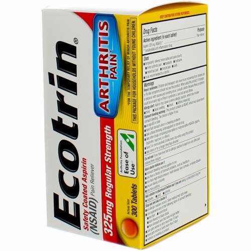 Ecotrin Aspirin Arthritis Pain Relief Regular Strength, 325 mg, 300 Ct Perspective: bottom
