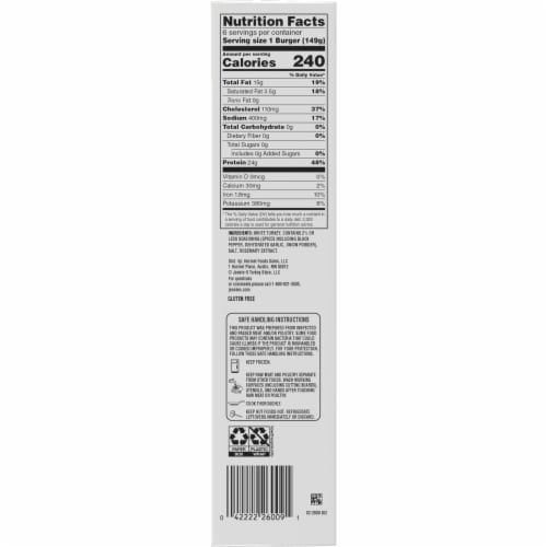 Jennie-O® Frozen All-White Turkey Burgers Perspective: bottom