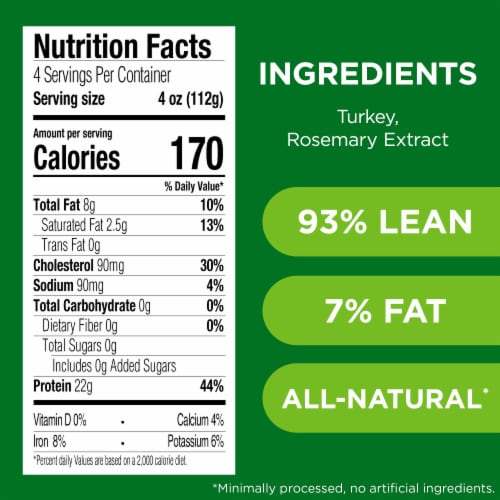 Jennie-O® Ground Turkey 93% Lean / 7% Fat - 1 Lb. Tray Perspective: bottom