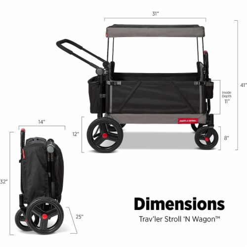 Radio Flyer Collapsible Trav ler Stroll N Wagon with Protective Cover Black 1 Piece Foods Co