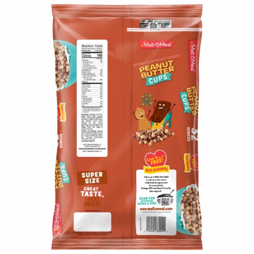 Malt-O-Meal Peanut Butter Cups Family Size Bag Cereal Perspective: bottom