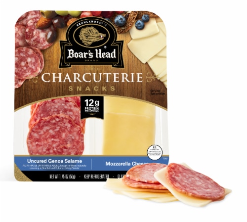 Boar's Head Uncured Genoa Salame & Mozzarella Cheese Charcuterie Perspective: bottom