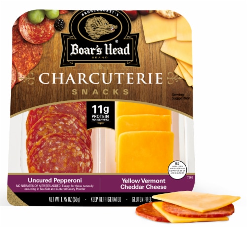 Boar's Head Uncured Pepperoni & Vermont Cheddar Cheese Charcuterie Perspective: bottom