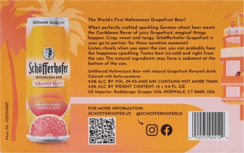 Schofferhofer Hefeweizen Grapefruit Bier Perspective: bottom
