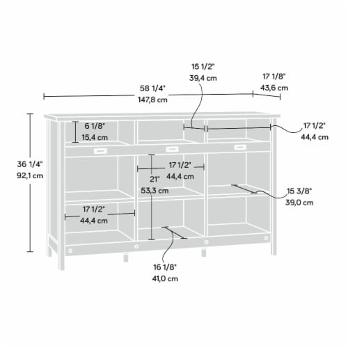Sauder Adept Craftsman Oak Finish Storage Credenza Perspective: bottom
