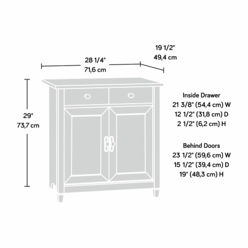 Sauder Edge Water Engineered Wood 2-Door Chest in Chalked Chestnut Perspective: bottom