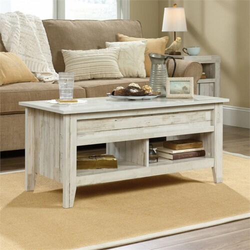 Sauder Dakota Pass Engineered Wood Lift Top Coffee Table in White Plank 1 Gerbes Super Markets