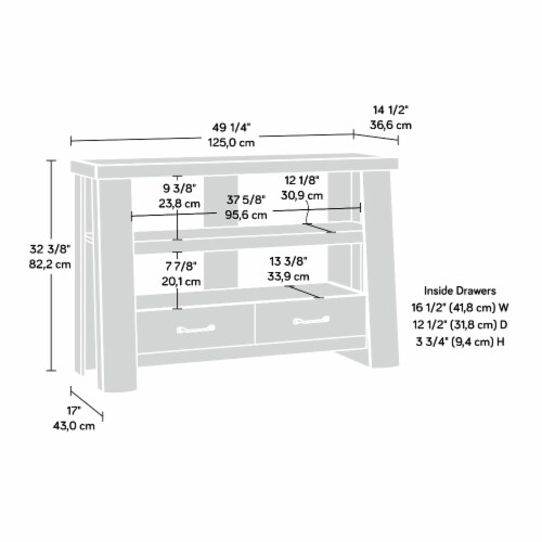 Sauder Boone Mountain Media Stand For TVs up to 47  in Rustic Cedar Perspective: bottom