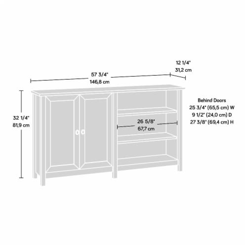 Sauder County Line ® Storage Console TV Stand in Estate Black Perspective: bottom
