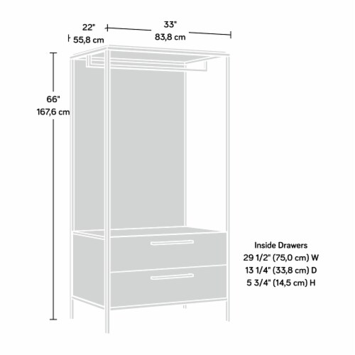 Sauder Nova Loft ® Open Wardrobe with Drawers in Grand Walnut Perspective: bottom