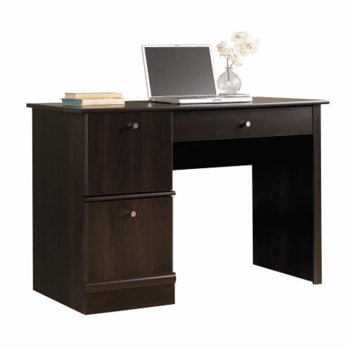 Sauder Select Computer Desk with Keyboard Tray in Cinnamon Cherry Perspective: bottom