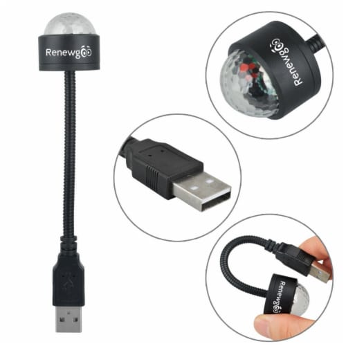Renewgoo DJ GooMagic Strobe Laser Mini Disco USB Light Projector Car Lamp RGB Perspective: bottom