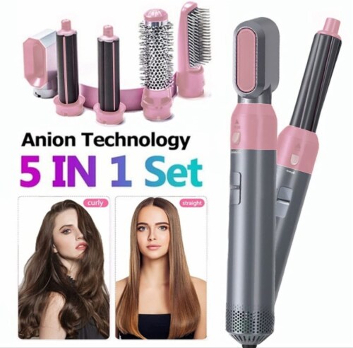 Renewgoo 5-in-1 Styler Hair Straightener Curler Negative Ion Dryer Blower  Pink, King - Harris Teeter