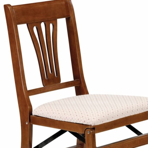 MECO Stakmore Urn Wood Upholstered Seat Folding Chair Set Fruitwood 2 Pack 1 Piece Smith s Food and Drug