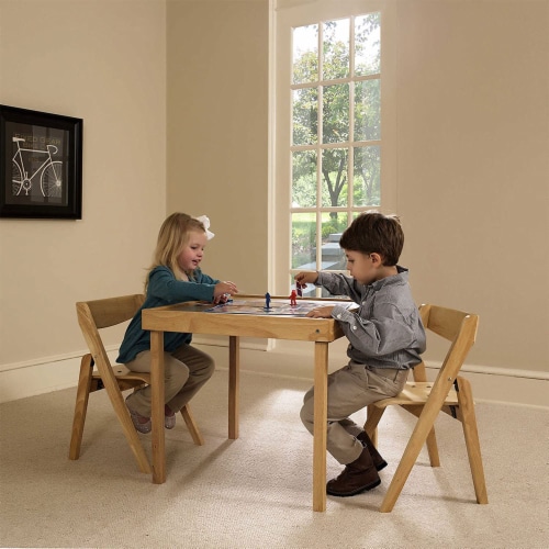 Childrens fold away table and shop chair set