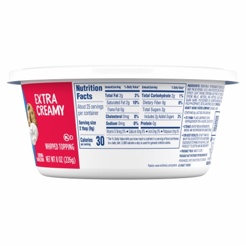 Cool Whip Extra Creamy Whipped Cream Topping Perspective: bottom