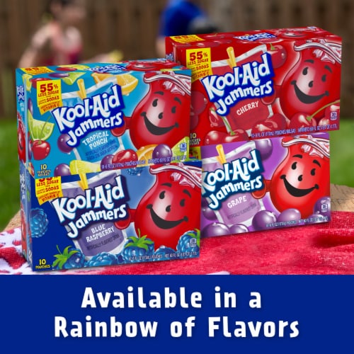 Kool Aid Jammers Blue Raspberry Kids Drink 0% Juice Box Pouches Perspective: bottom