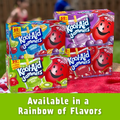 Kool Aid Jammers Strawberry Kiwi Kids Drink 0% Juice Box Pouches Perspective: bottom