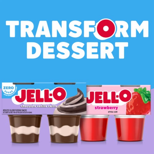 Jell-O Chocolate Vanilla Swirls Sugar Free Pudding Cups Snack Perspective: bottom