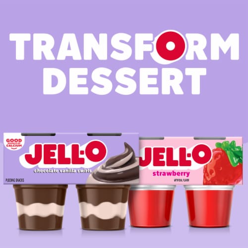 Jell-O Original Chocolate Vanilla Swirls Pudding Cups Snack Perspective: bottom