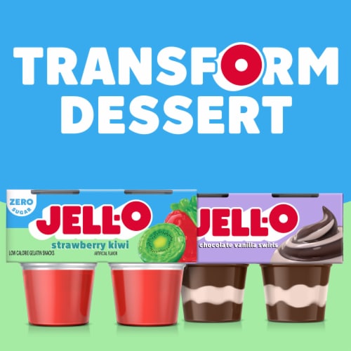Jell-O Strawberry Kiwi Sugar Free Jello Cups Gelatin Snack Perspective: bottom