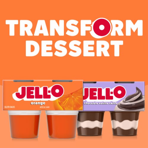 Jell-O Original Orange Jello Cups Gelatin Snack Perspective: bottom