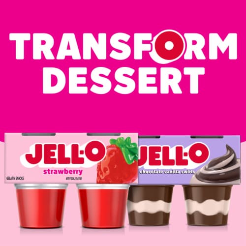 Jell-O Original Strawberry Jello Cups Gelatin Snack Perspective: bottom