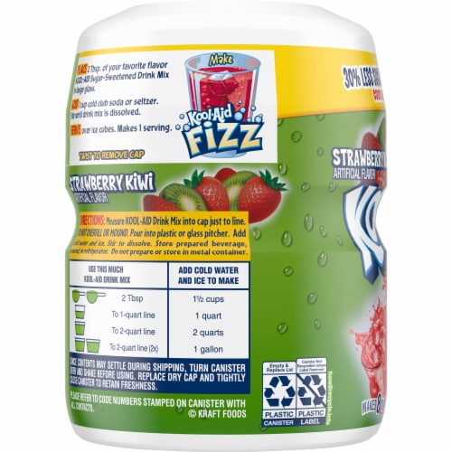 Kool-Aid Sugar-Sweetened Strawberry Kiwi Artificially Flavored Powdered Soft Drink Mix Perspective: bottom