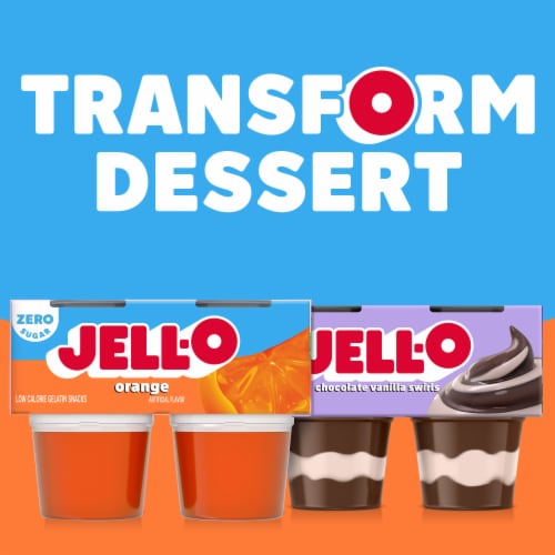 Jell-O Orange Sugar Free Jello Cups Gelatin Snack Perspective: bottom