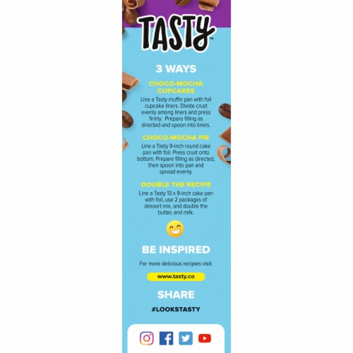 Tasty No Bake Choco Mocha Dessert Kit with Filling Mix Crust Mix & Fudge Topping Perspective: bottom