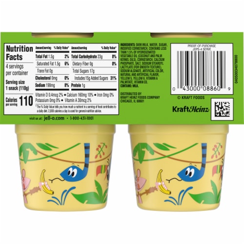 Jell-O Monkey Around Banana Pudding Cups Snack Perspective: bottom