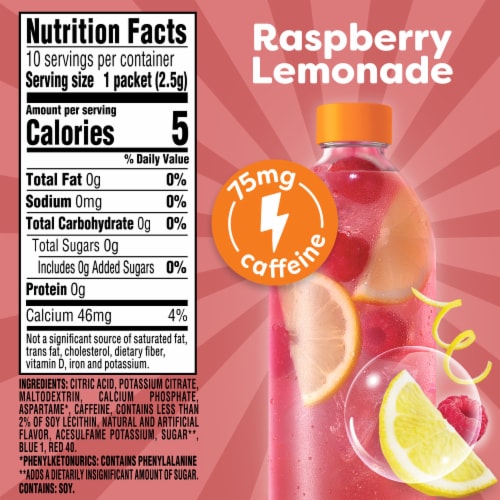 Crystal Light Raspberry Lemonade Energy Boost Drink Mix Perspective: bottom
