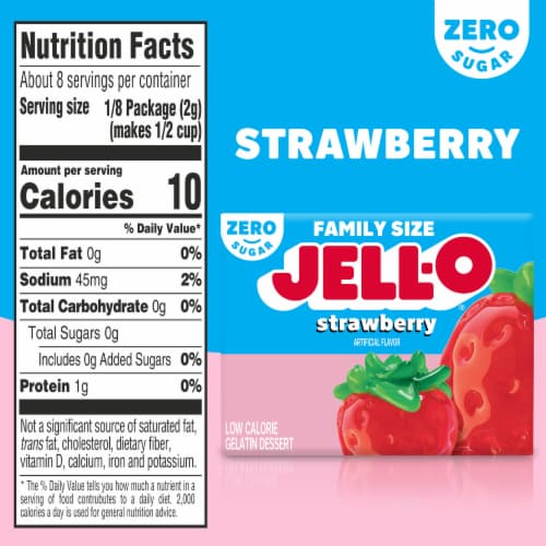 Jell-O Zero Sugar Strawberry Flavor Gelatin Perspective: bottom
