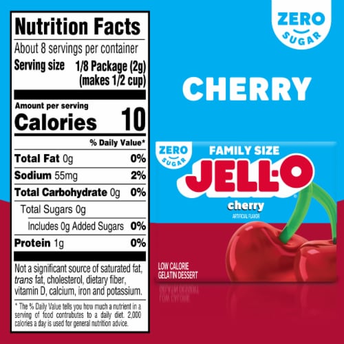 Jell-O Cherry Sugar Free Gelatin Dessert Mix Perspective: bottom