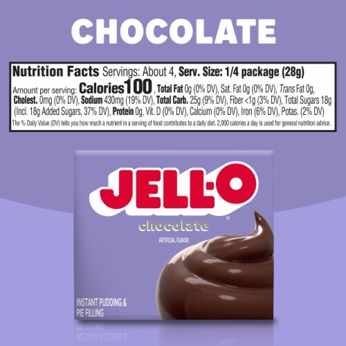 Jell-O Chocolate Artificially Flavored Instant Pudding & Pie Filling Mix Box Perspective: bottom