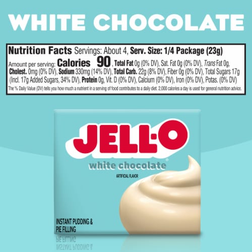 Jell-O White Chocolate Artificially Flavored Instant Pudding & Pie Filling Mix, Box Perspective: bottom