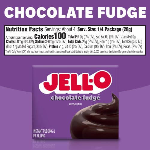 Jell-O Chocolate Fudge Artificially Flavored Instant Pudding & Pie Filling Mix, Box Perspective: bottom
