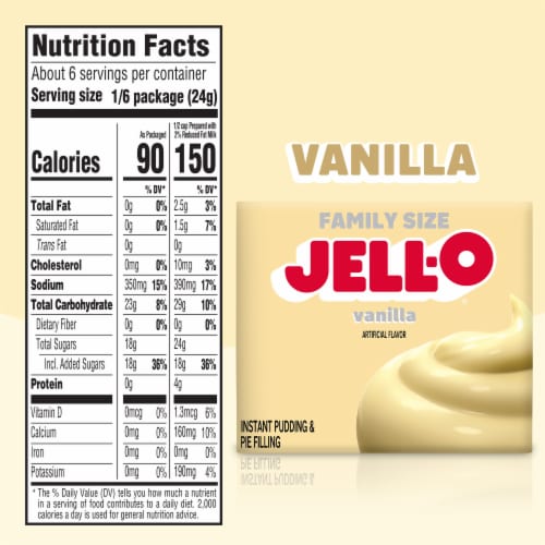 Jell-O Vanilla Instant Pudding & Pie Filling Mix Perspective: bottom