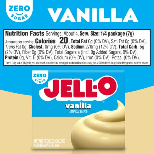 Jell-O Zero Sugar Vanilla Flavor Instant Pudding & Pie Filling Perspective: bottom