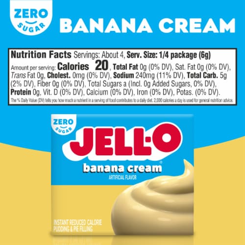 Jell-O Zero Sugar Banana Cream Instant Pudding & Pie Filling Perspective: bottom