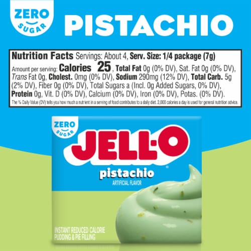 Jell-O Zero Sugar Pistachio Flavor Instant Pudding & Pie Filling Perspective: bottom