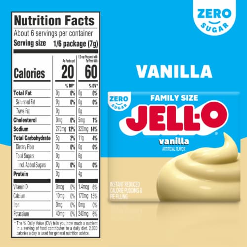 Jell o zero sugar vanilla flavor instant pudding pie filling box 1 
