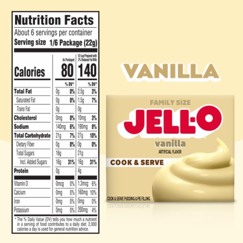 Jell-O Cook & Serve Vanilla Artificially Flavored Pudding & Pie Filling Mix, Box Perspective: bottom