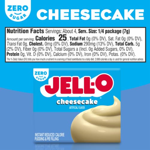Jell-O Zero Sugar Cheesecake Flavor Instant Pudding & Pie Filling Perspective: bottom