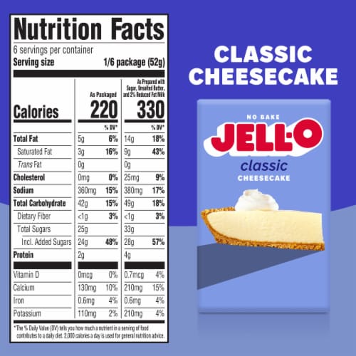 Jell-O No Bake Classic Cheesecake Dessert Kit with Filling Mix & Crust Mix Perspective: bottom