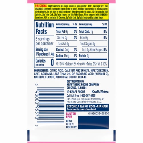 Kool Aid Unsweetened Pink Lemonade Powdered Soft Drink Mix Packet Perspective: bottom