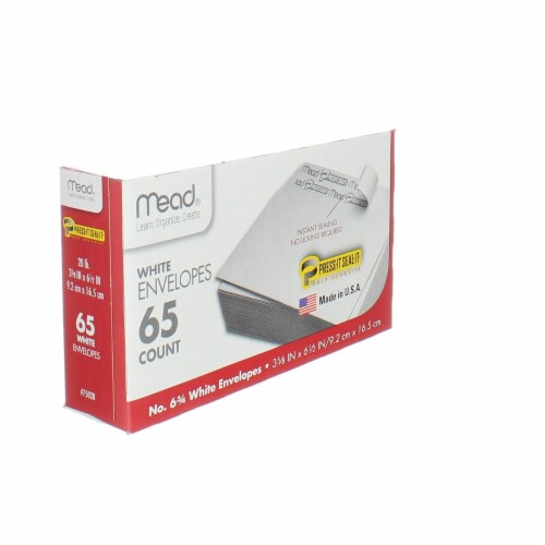Mead Press-It Seal-It White Envelopes, 3.625in X 6.5in, #6.75, 65 Ct Perspective: bottom